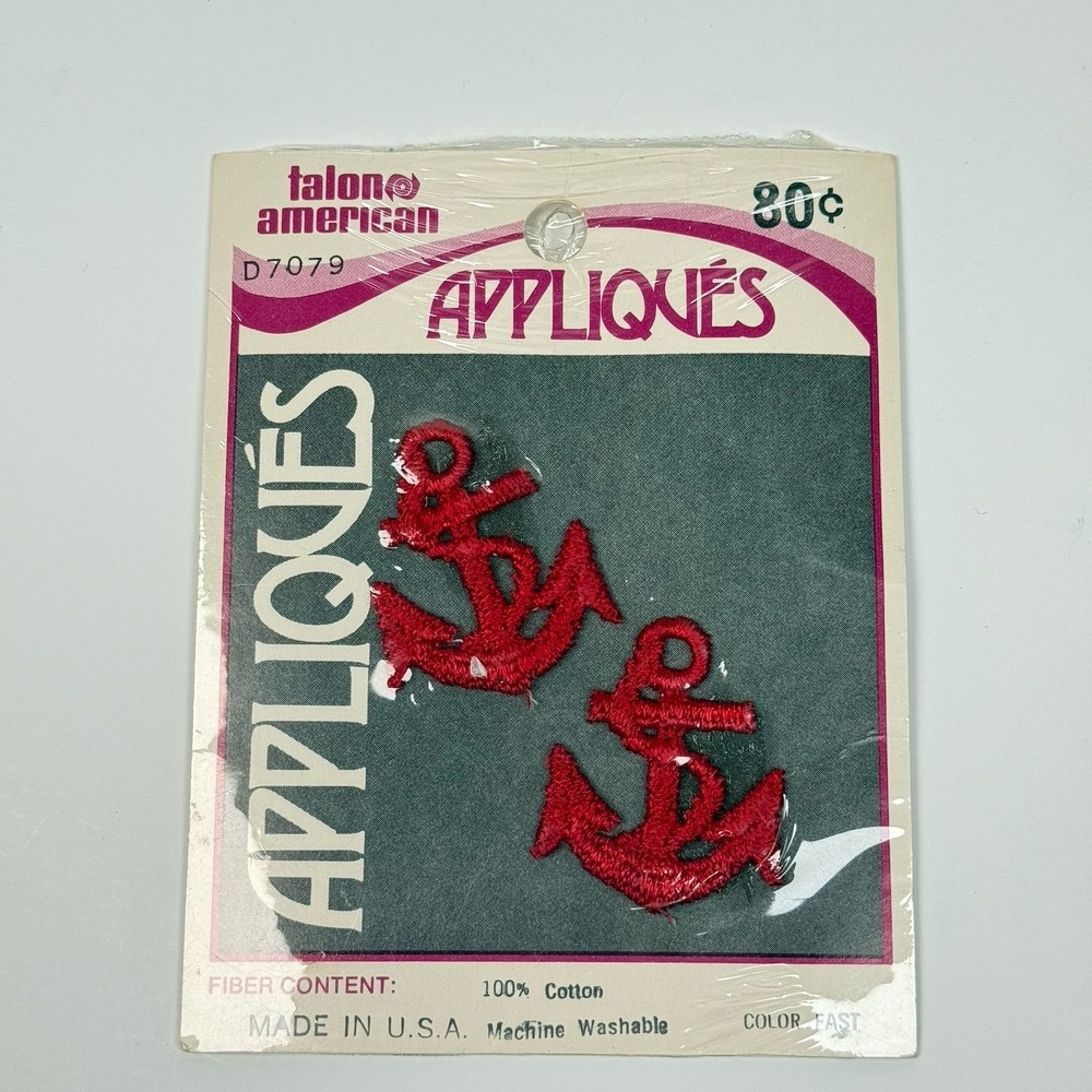 Vintage Talon American Appliqués Red Anchors D7079 1982 Sewing Retro Crafts